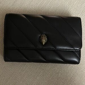 Kurt Geiger Black Quilted Leather Wallet with Gold Accent